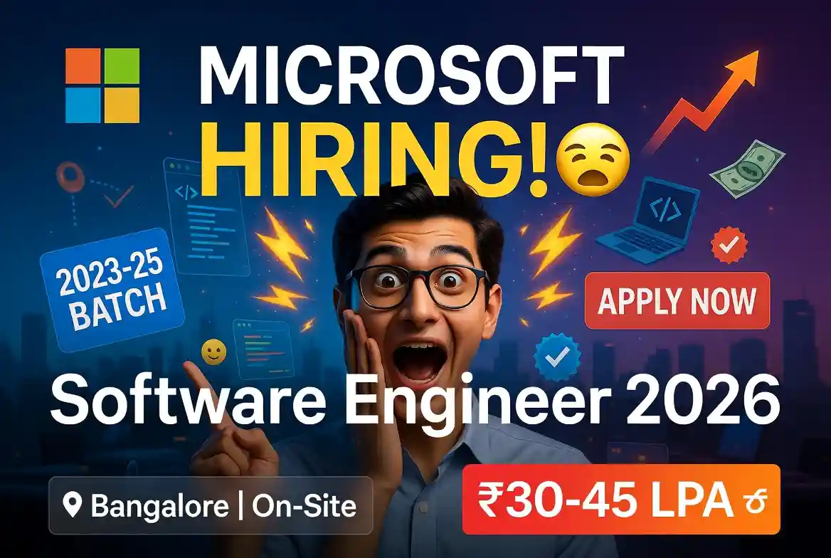 Microsoft Hiring Software Engineer 2026 in Bangalore | Apply Now for ₹45 LPA