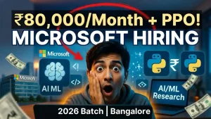 Hiring Microsoft Research Intern AI/ML in Bangalore – ₹80K Stipend + PPO