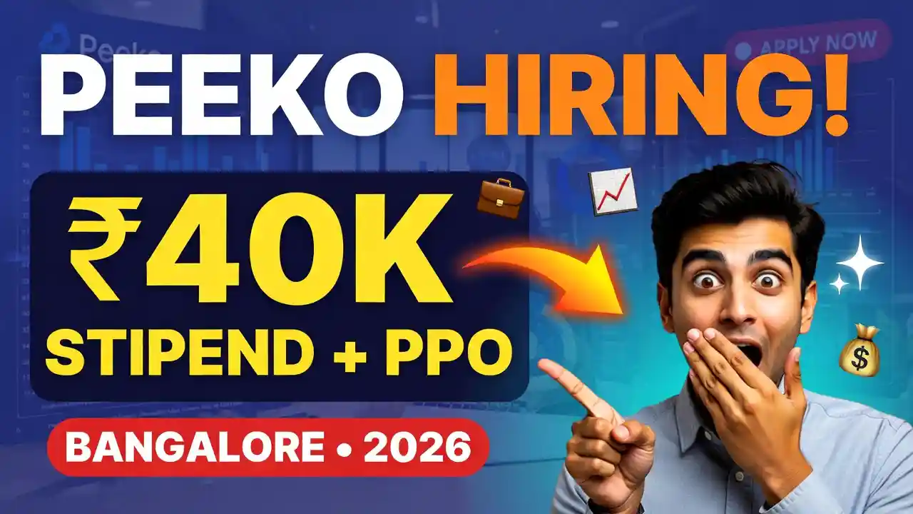 Peeko Hiring Data Analyst Intern Bangalore Whitefield | Apply 2024-2026